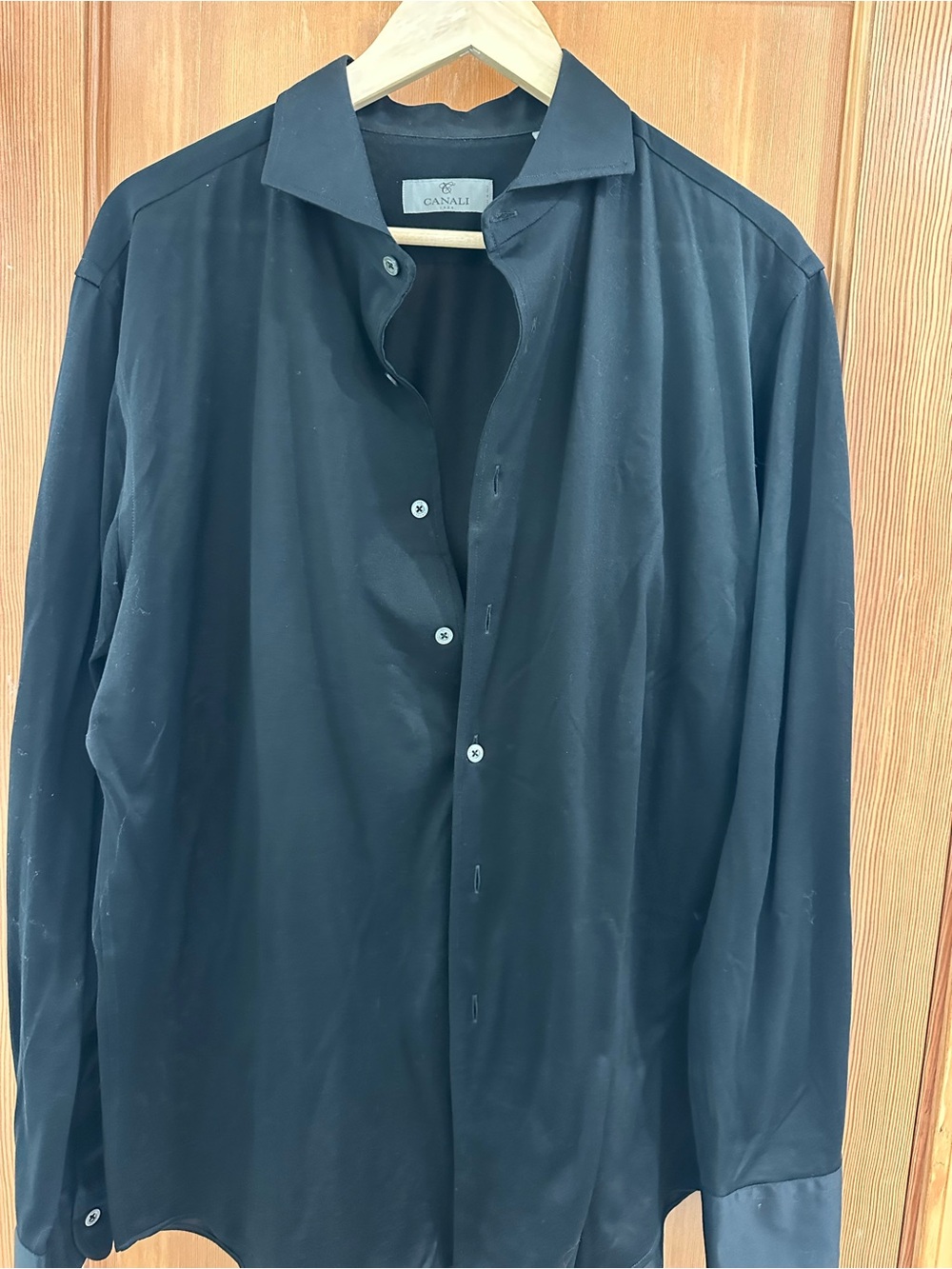 Canali Men's Black Long Sleeve Dress Shirt - Classic Collar